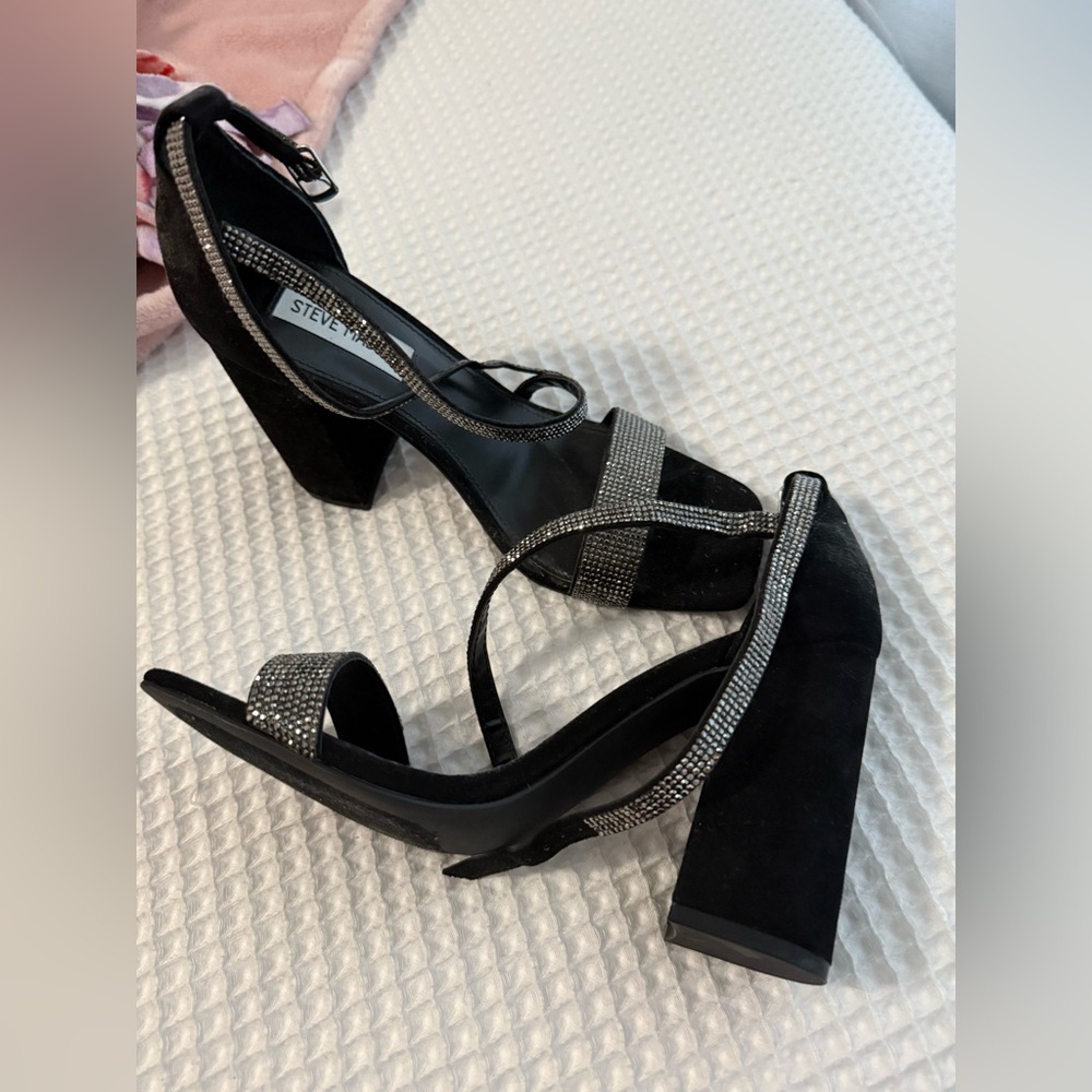 Steve Madden Black Rhinestone Heels 8.5 Womens - Picture 4 of 8